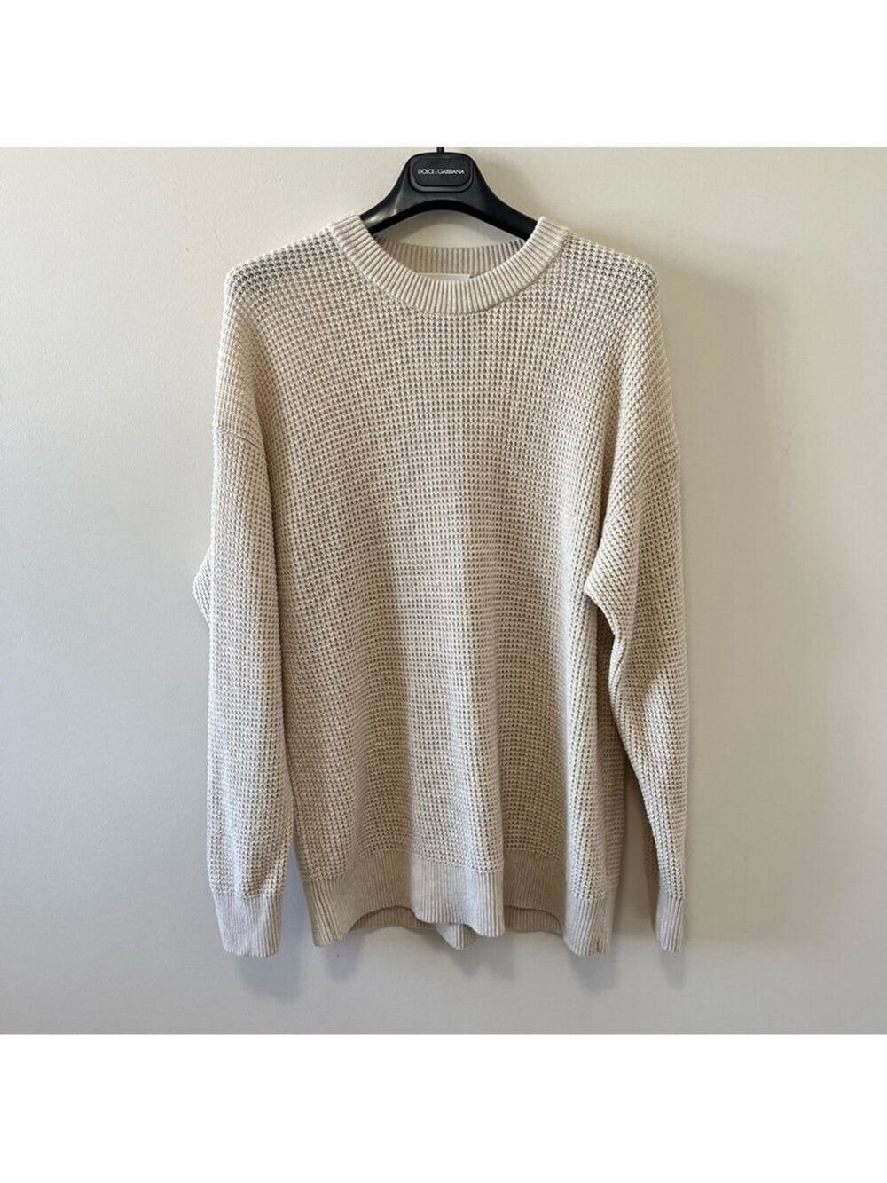 ARITZIA WILFRED FREE MERINO WOOL BLEND CREAM WAFFLE KNIT SWEATER